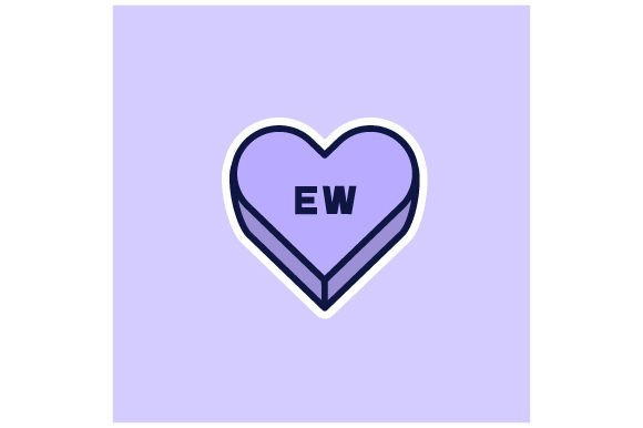 Candy Heart Ew Sticker: A Designer's Take on Modern Valentine Embroidery