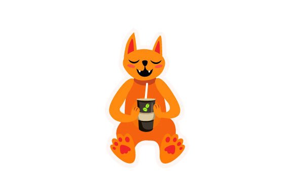 Kawaii Cat Drinking Coffee Sticker: A Designer's Review