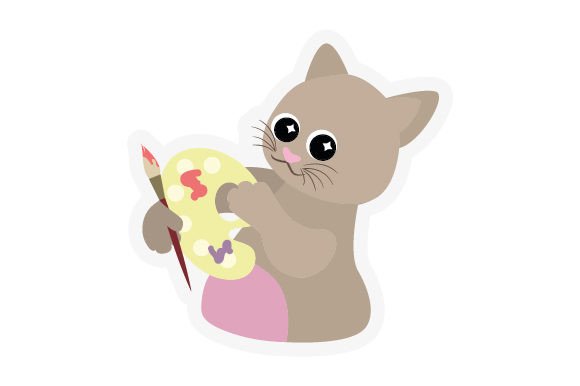 Kawaii Cat Painting Sticker: A Designer's Review