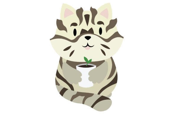 Kawaii Cat with Plants Sticker: A Designer's Review